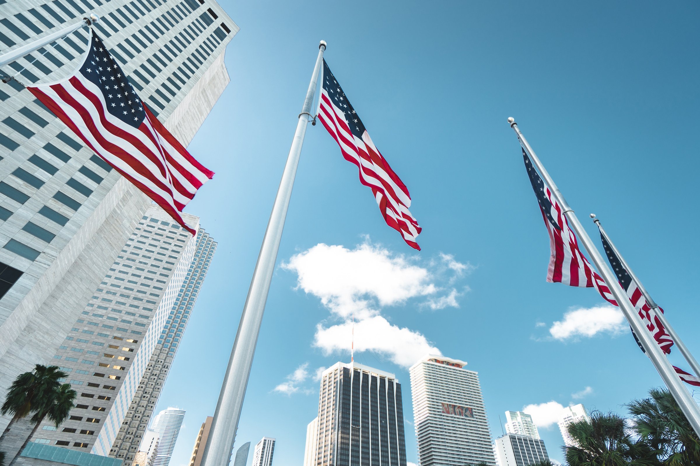 us flag waving in miami